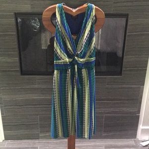 Multicolored Lime, Blue, and Green Summer Dress